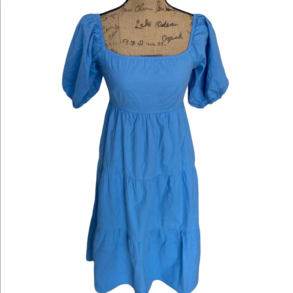 Womens Smocked Tiered Midi Dress Small